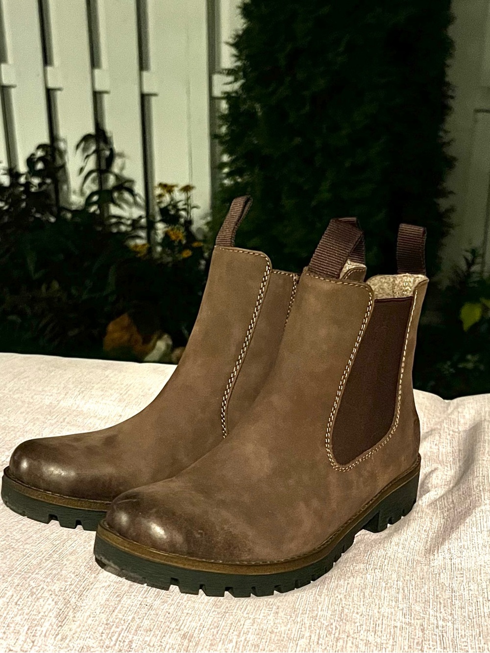 Ladies taupe-brown Rieker Chelsea ankle boot